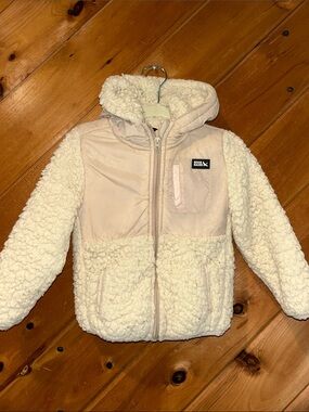 Eddie Bauer toddler 24m fleece and nylon winter jacket, cream & pink